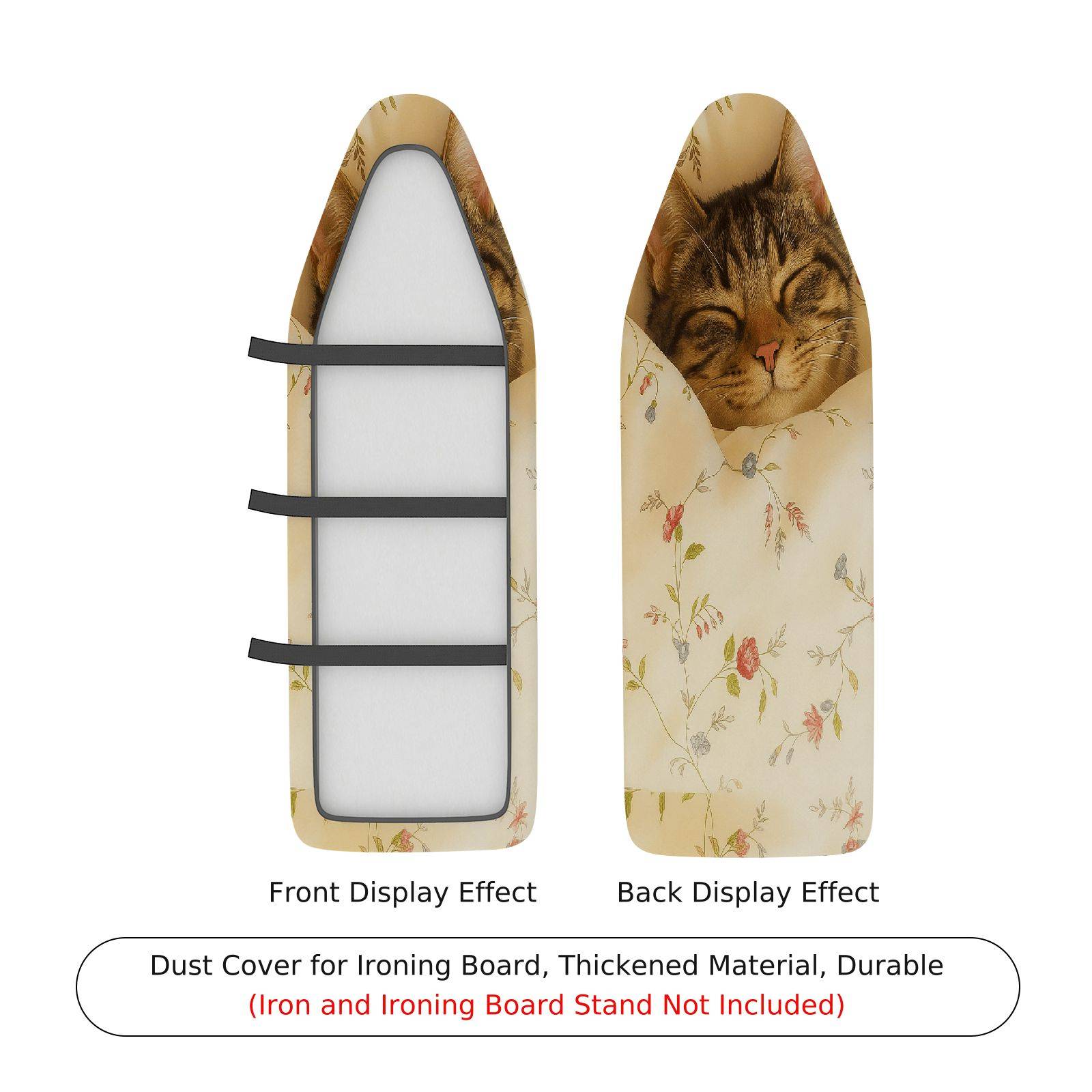 1-Piece Cat Floral Pattern Animal  Ironing Board Cover, Universal Size, Without Board