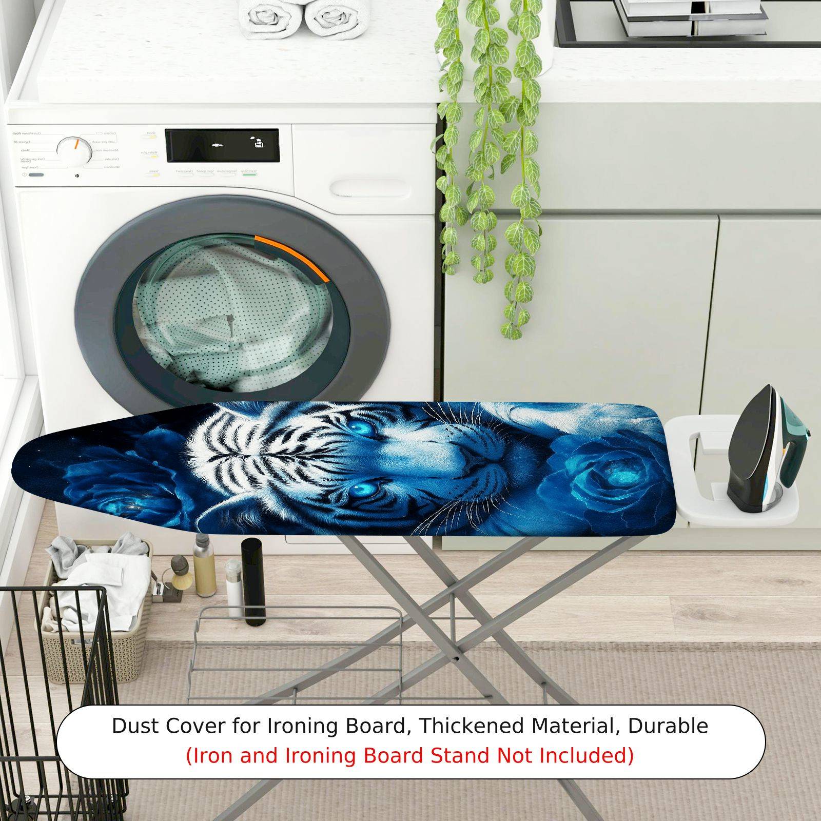 1-Piece Blue Tiger Flower Animal  Ironing Board Cover, Universal Size, Without Board