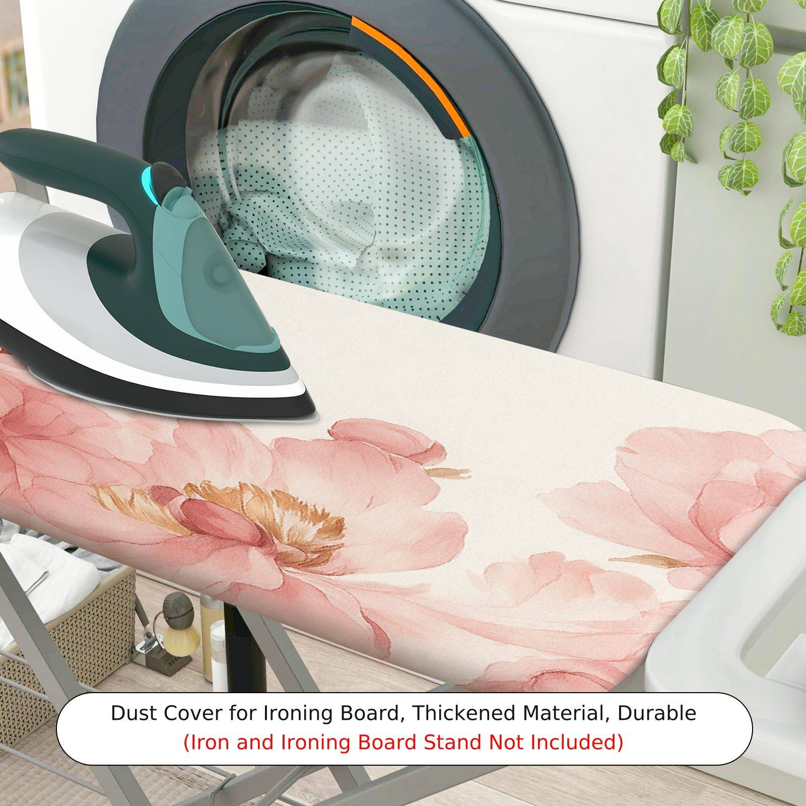 1-Piece Floral Pink Peony Elegant  Ironing Board Cover, Universal Size, Without Board