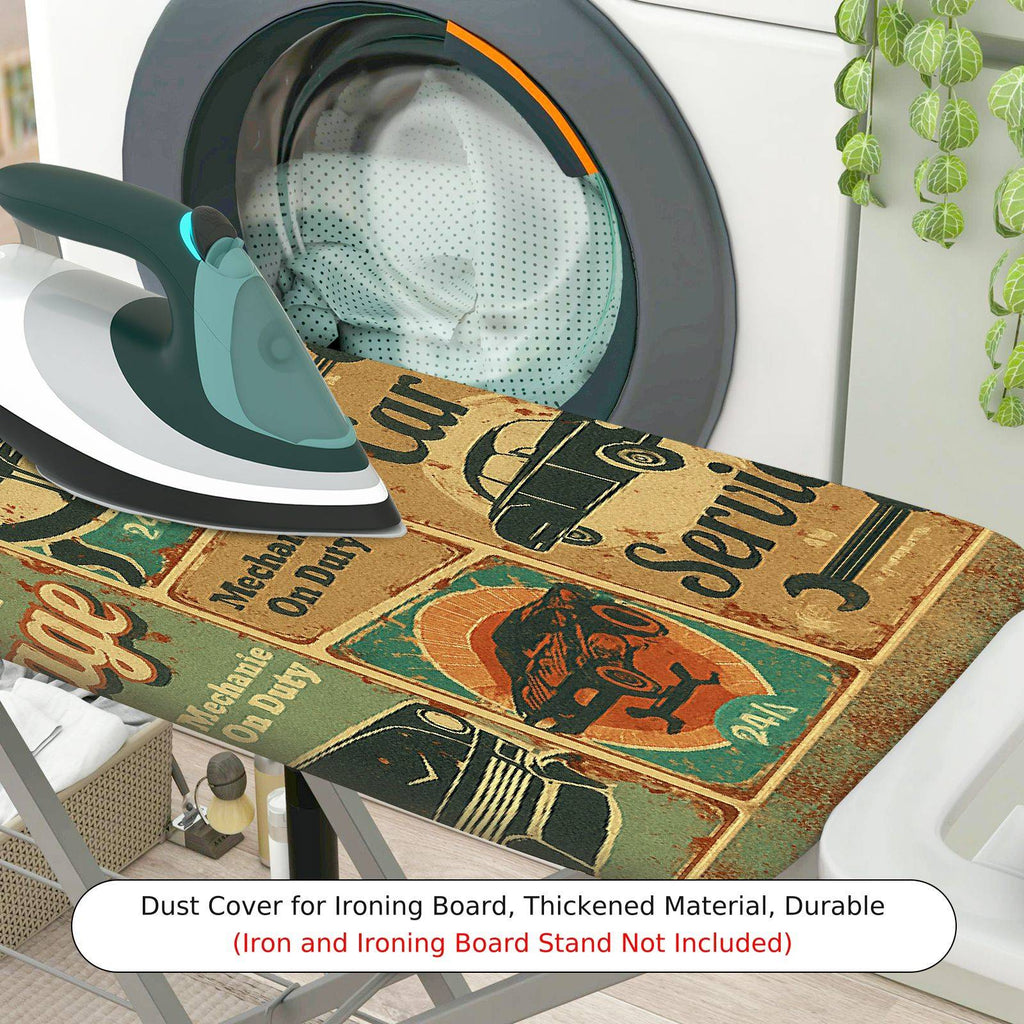 1-Piece Retro Car Service Vintage  Ironing Board Cover, Universal Size, Without Board