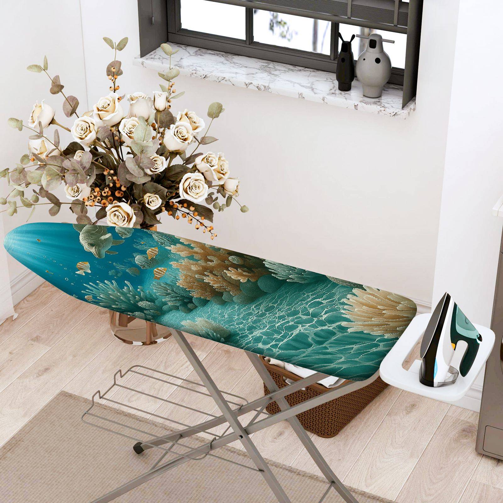 1-Piece Coral Sea Ocean Marine  Ironing Board Cover, Universal Size, Without Board