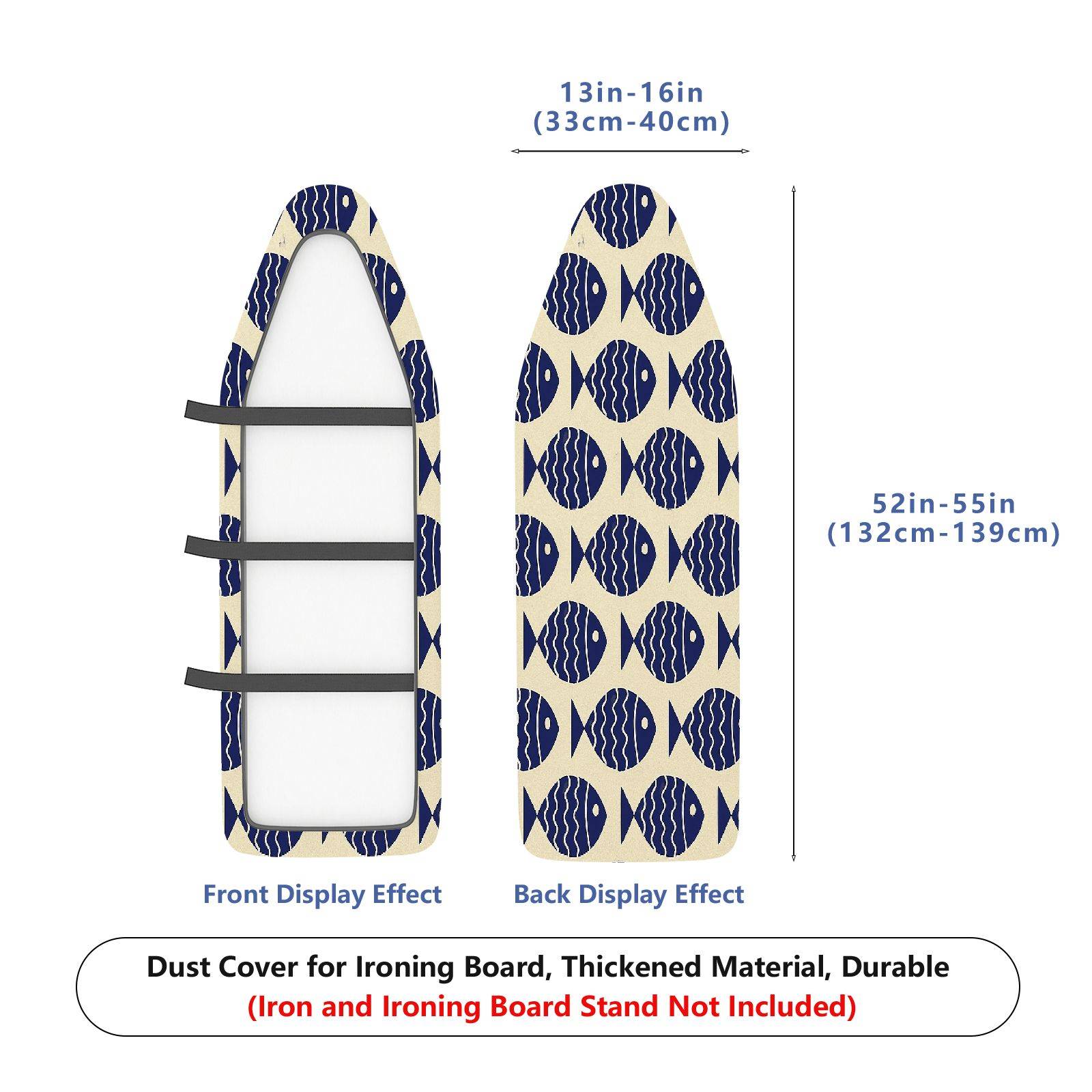 1-Piece Fish Pattern Ocean Nautical  Ironing Board Cover, Universal Size, Without Board