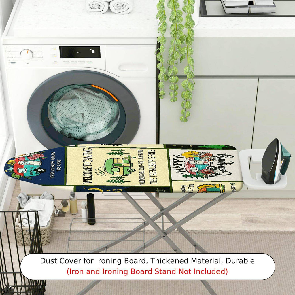 1-Piece Retro Camper  Happy  Ironing Board Cover, Universal Size, Without Board