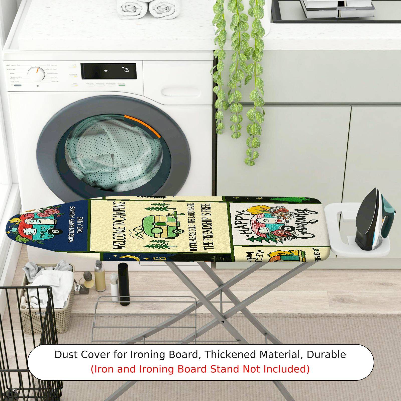 1-Piece Retro Camper  Happy  Ironing Board Cover, Universal Size, Without Board