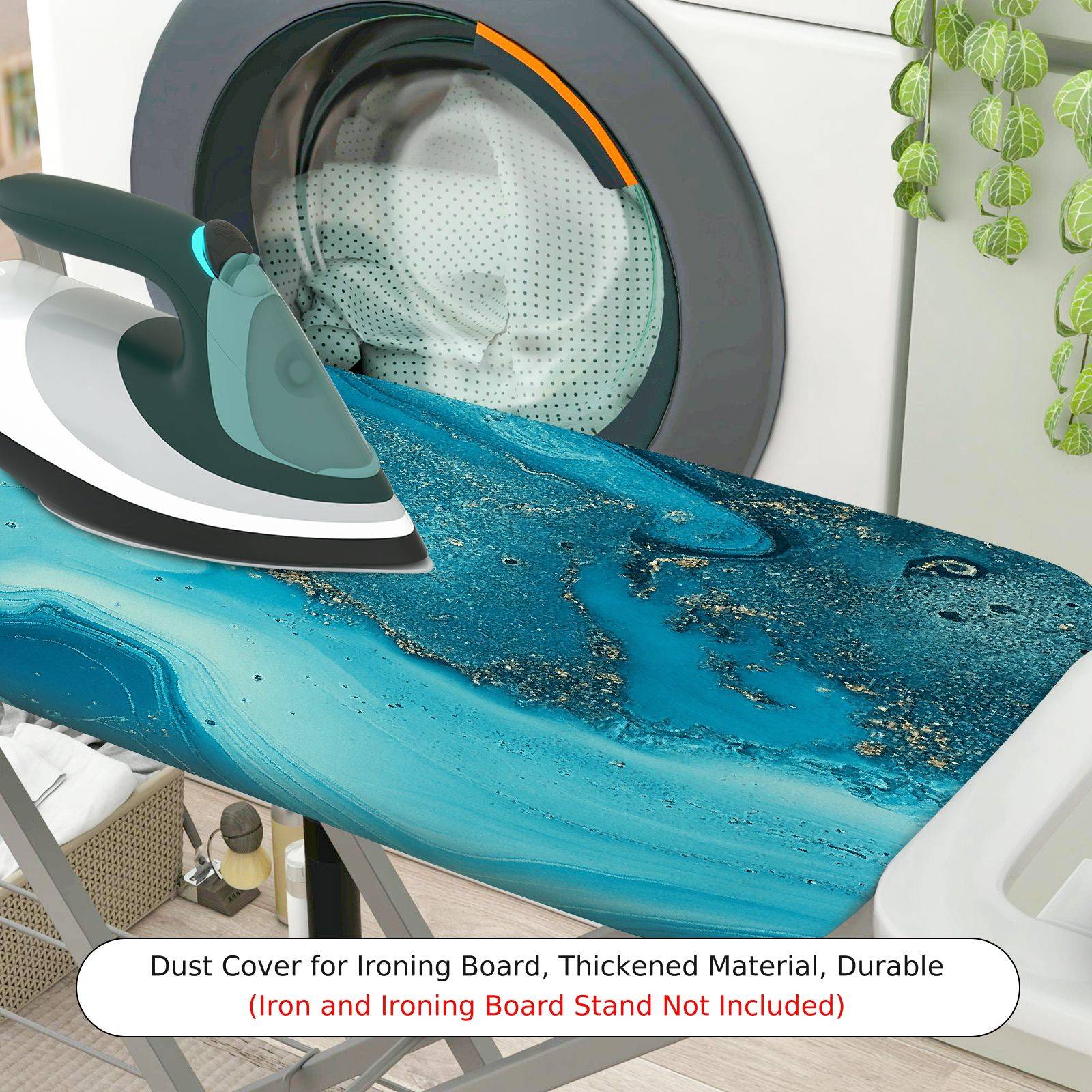 1-Piece Abstract Blue Marble Glitter  Ironing Board Cover, Universal Size, Without Board