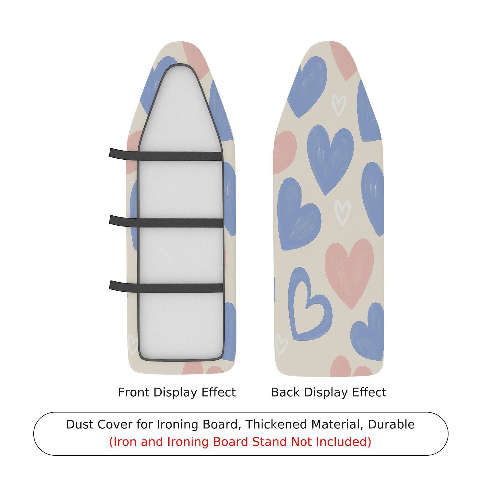 1-Piece Heart Pattern Pastel Pink Blue  Ironing Board Cover, Universal Size, Without Board
