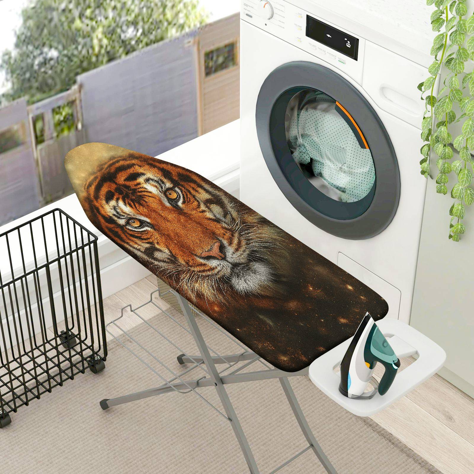 1-Piece Tiger Animal Print Art  Ironing Board Cover, Universal Size, Without Board