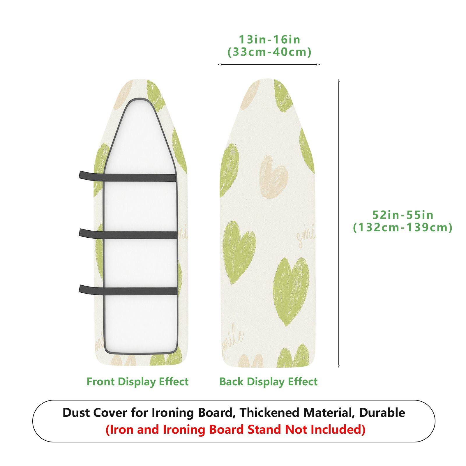 1-Piece Leaf Pattern Green Beige  Ironing Board Cover, Universal Size, Without Board