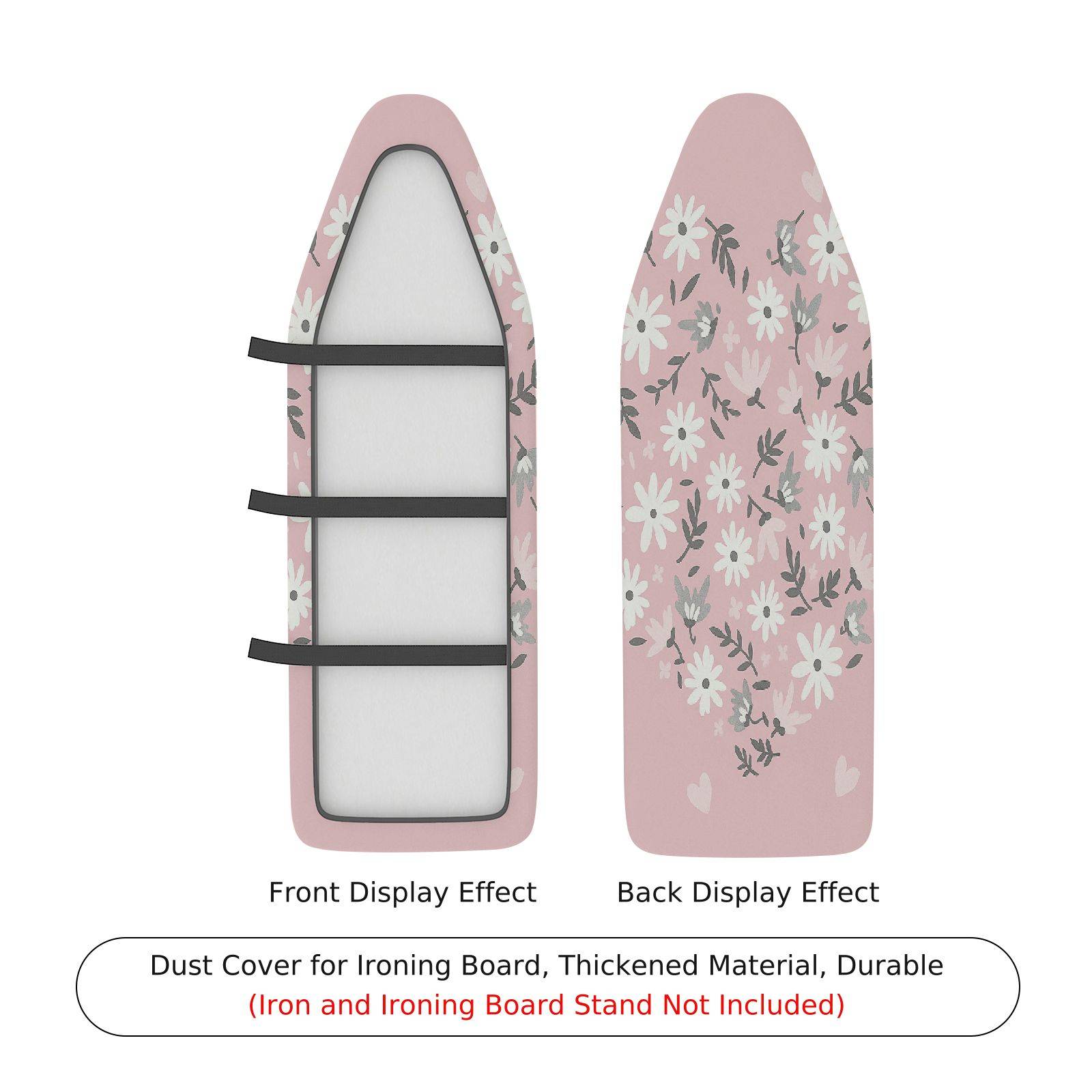 1-Piece Floral Pattern Pink Daisy Heart  Ironing Board Cover, Universal Size, Without Board