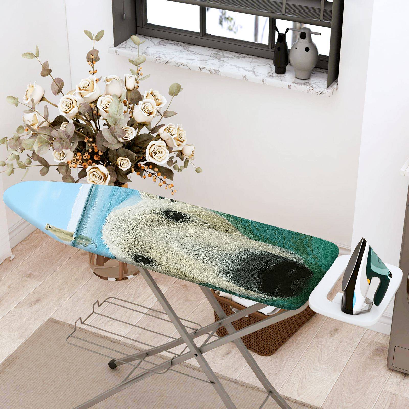 1-Piece Polar Bear Ocean Wild  Ironing Board Cover, Universal Size, Without Board