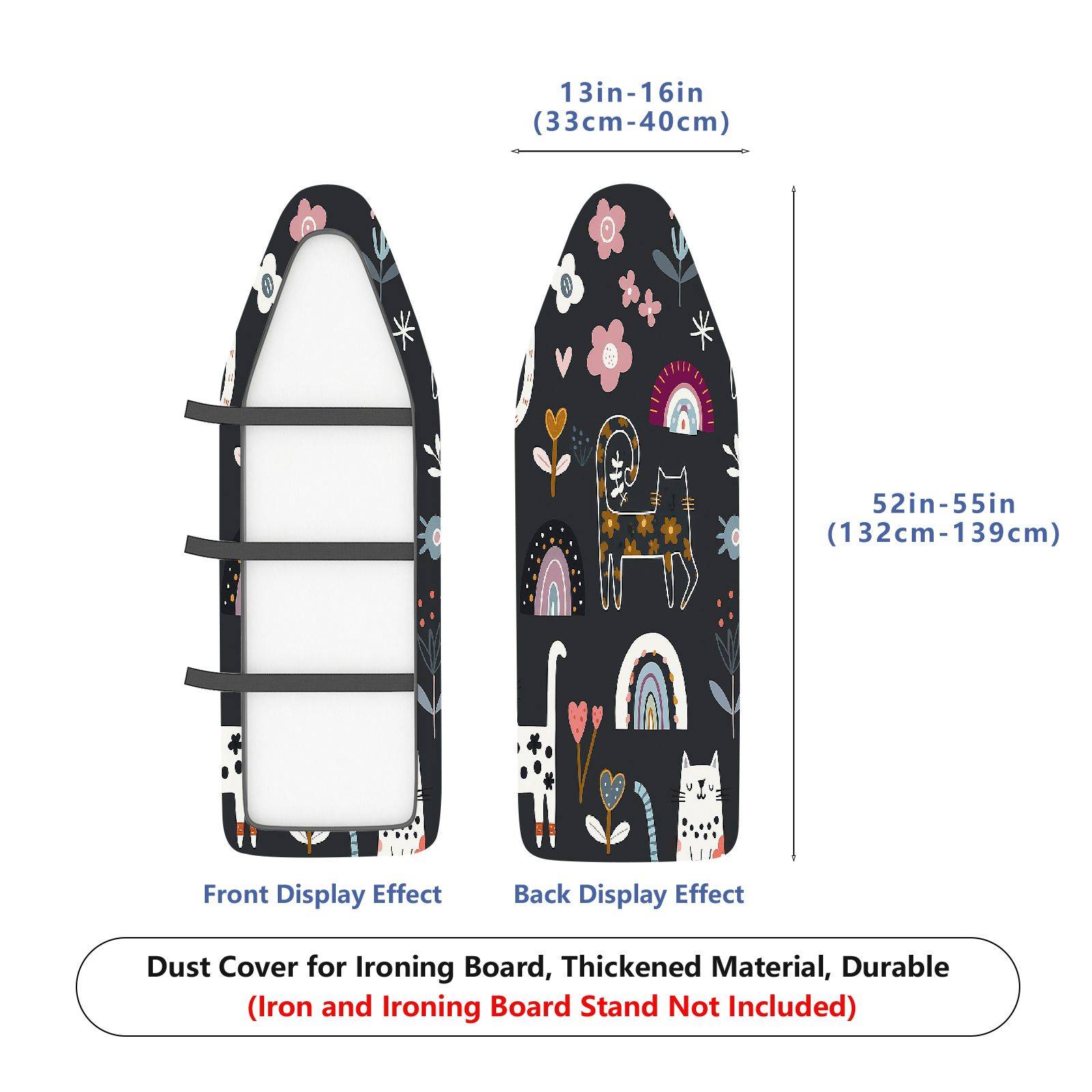1-Piece Animals Flowers Rainbows  Ironing Board Cover, Universal Size, Without Board