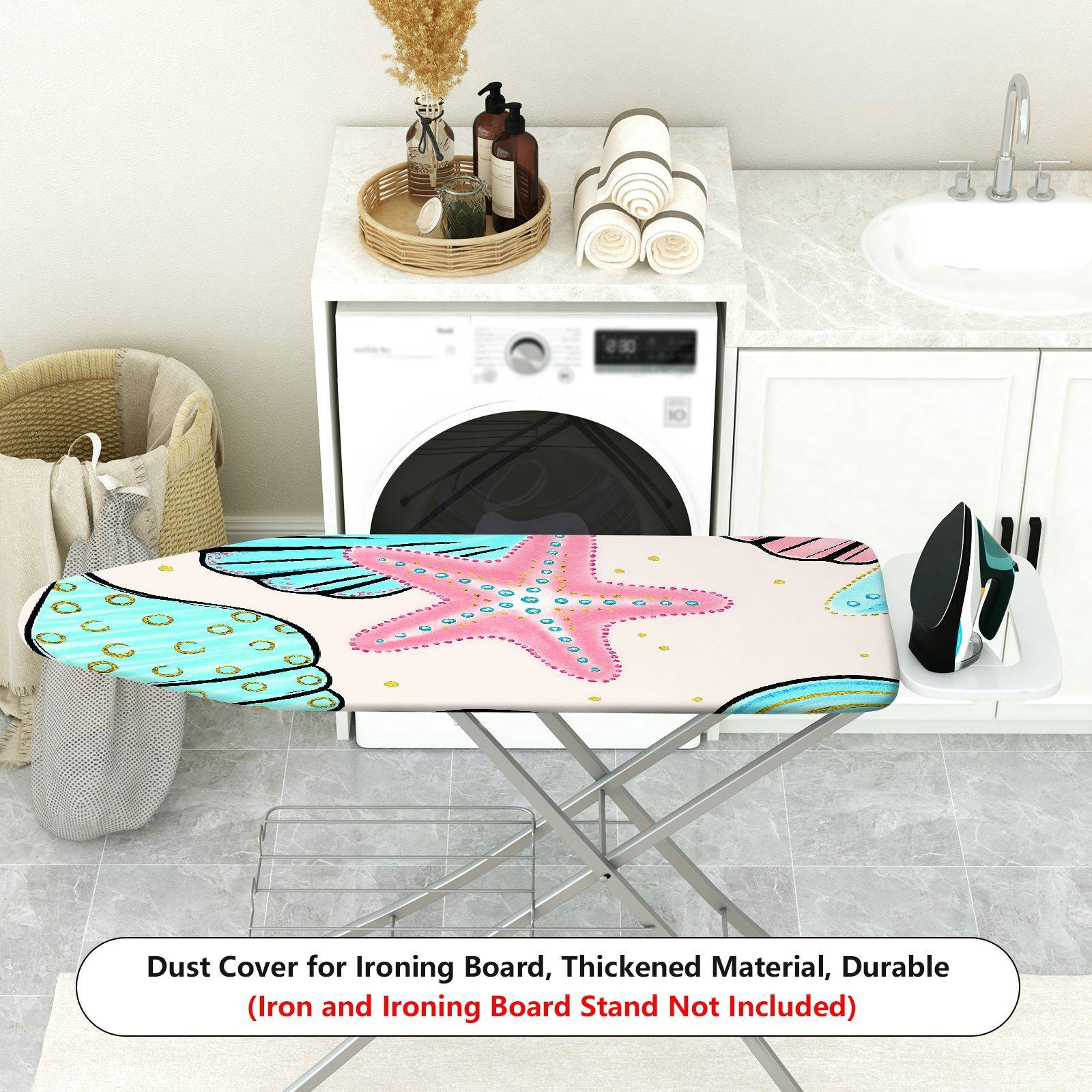 1-Piece Shell Starfish Ocean  Ironing Board Cover, Universal Size, Without Board