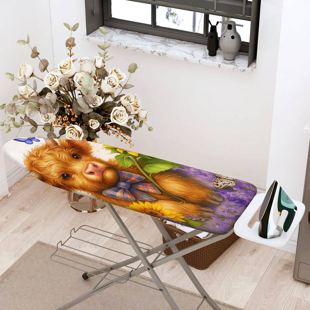 1-Piece Cow Art Floral Animal  Ironing Board Cover, Universal Size, Without Board