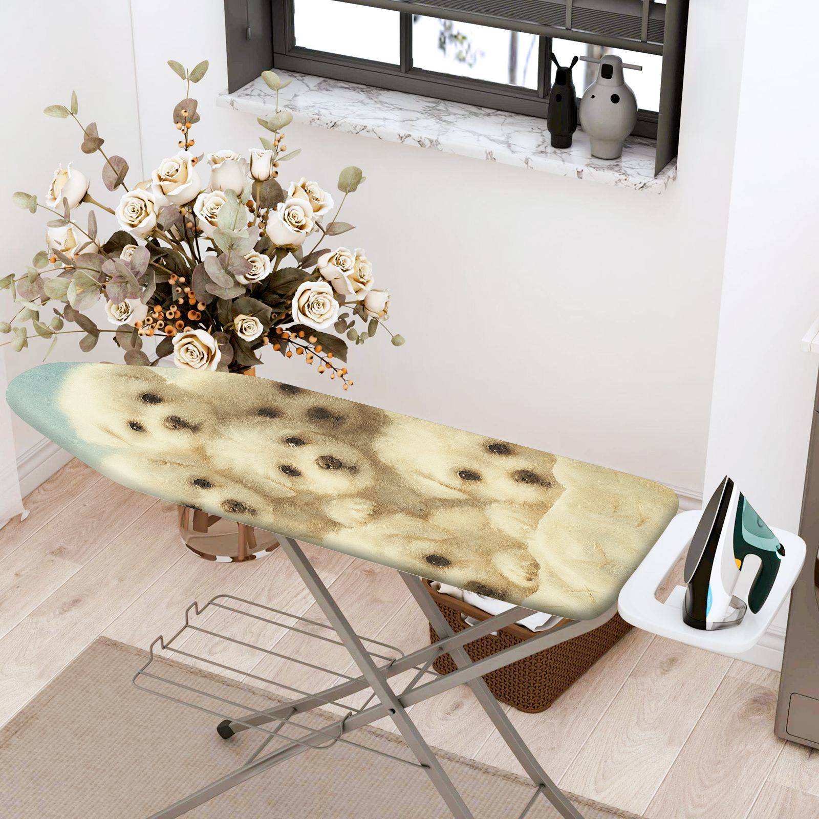1-Piece Cute Dog Animal White  Ironing Board Cover, Universal Size, Without Board