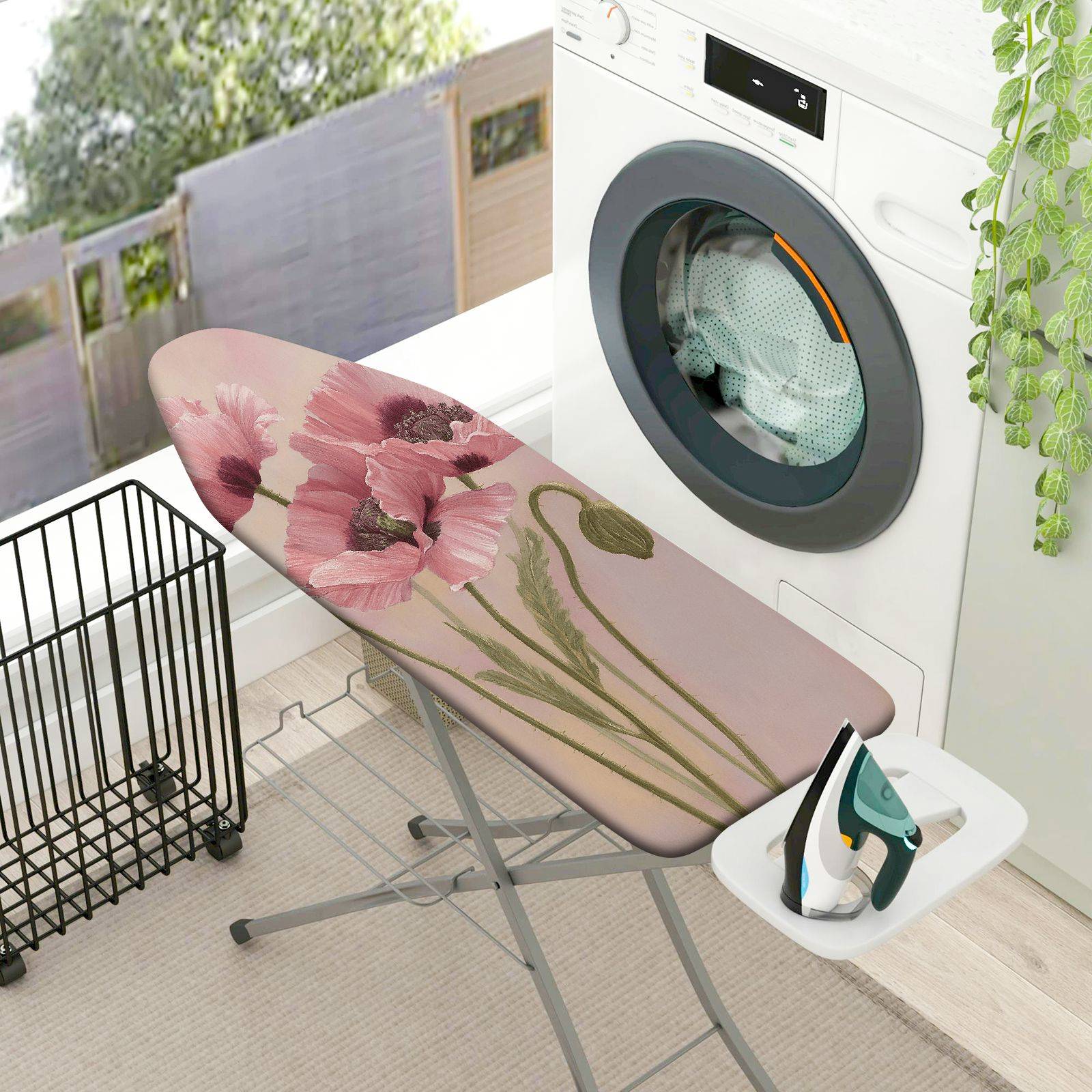 1-Piece Floral Pink Artistic  Ironing Board Cover, Universal Size, Without Board