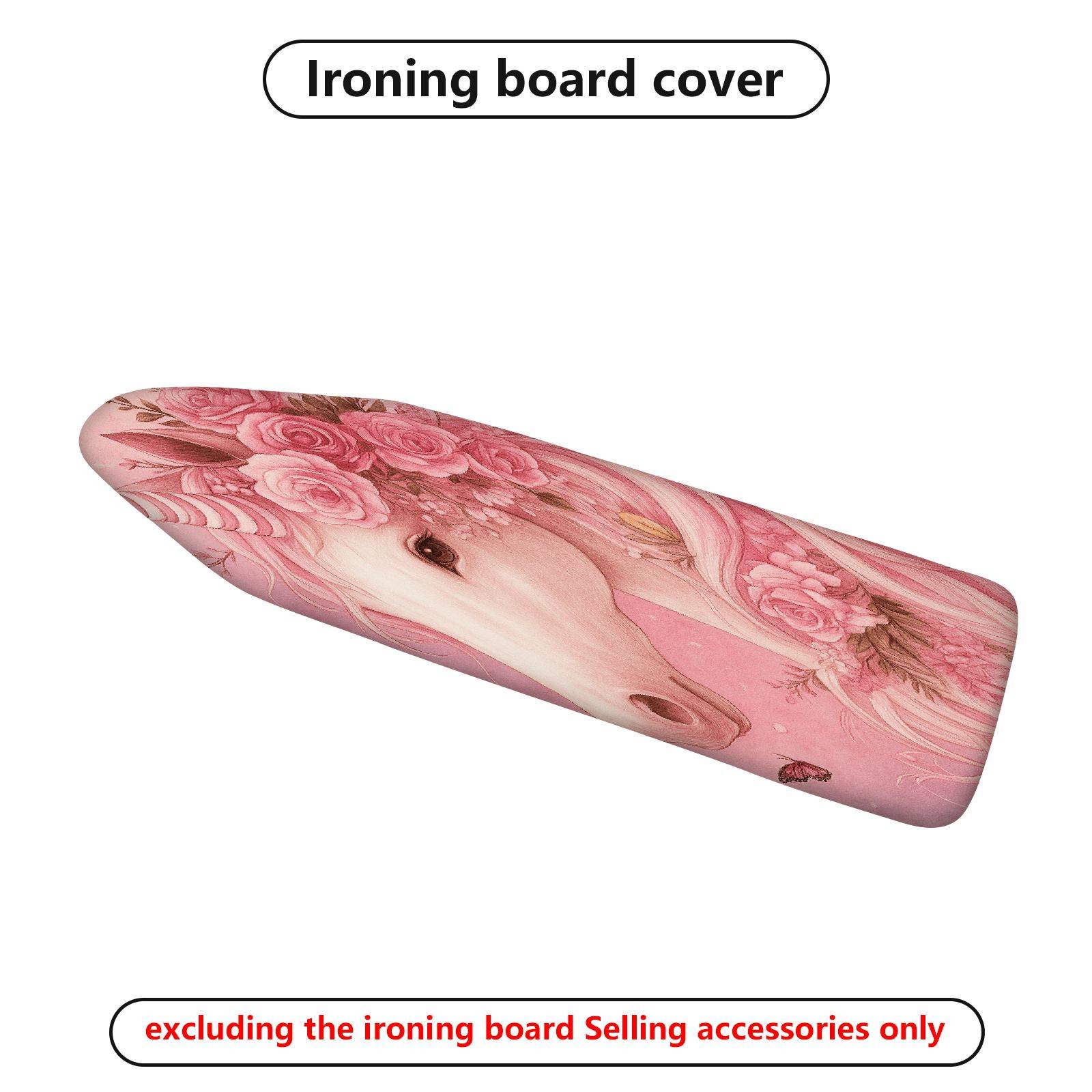 1-Piece Unicorn Floral Pink  Ironing Board Cover, Universal Size, Without Board