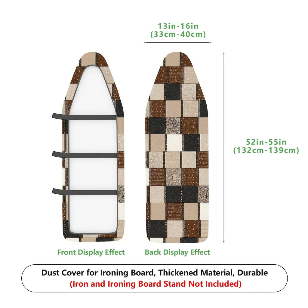 1-Piece Checkered Brown Black Beige  Ironing Board Cover, Universal Size, Without Board