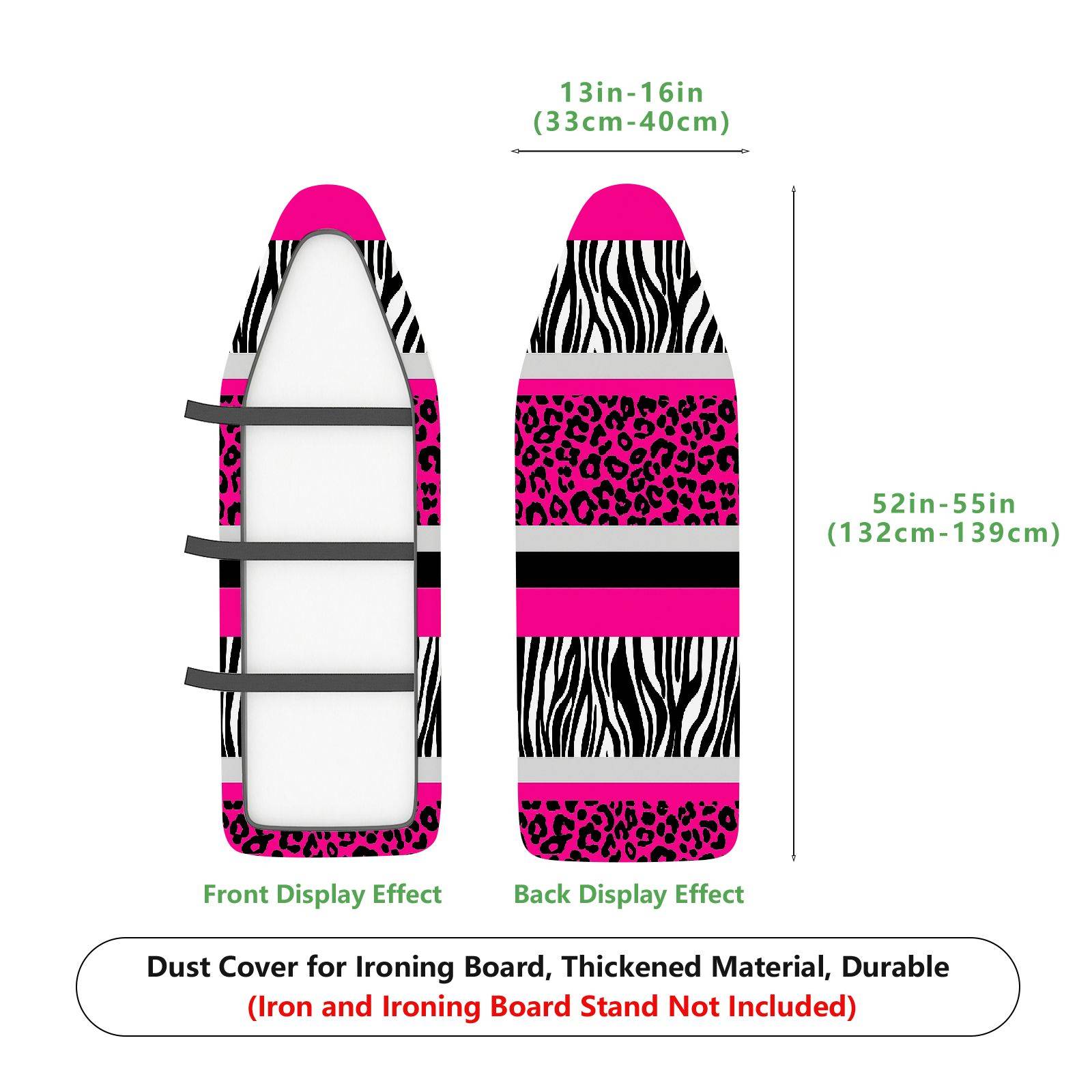 1-Piece Zebra Leopard Pink  Ironing Board Cover, Universal Size, Without Board