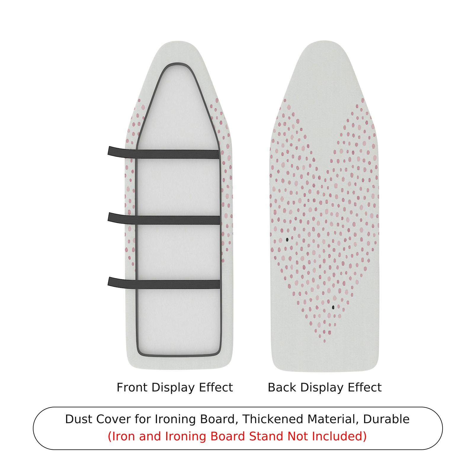 1-Piece Dotted White Pink  Ironing Board Cover, Universal Size, Without Board