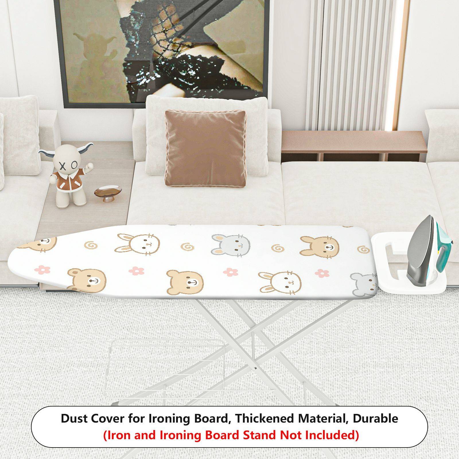 1-Piece Animal Printed  Bear Rabbit Patterns  Ironing Board Cover, Universal Size, Without Board