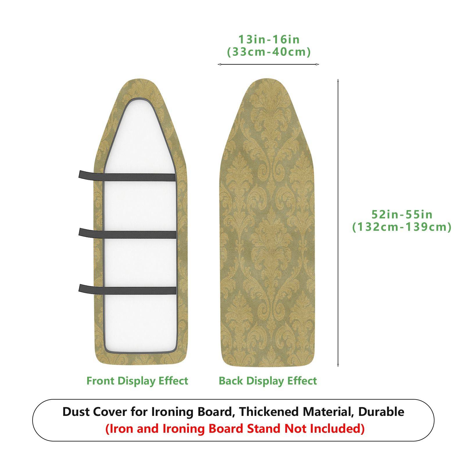 1-Piece Elegant Floral Pattern Beige  Ironing Board Cover, Universal Size, Without Board