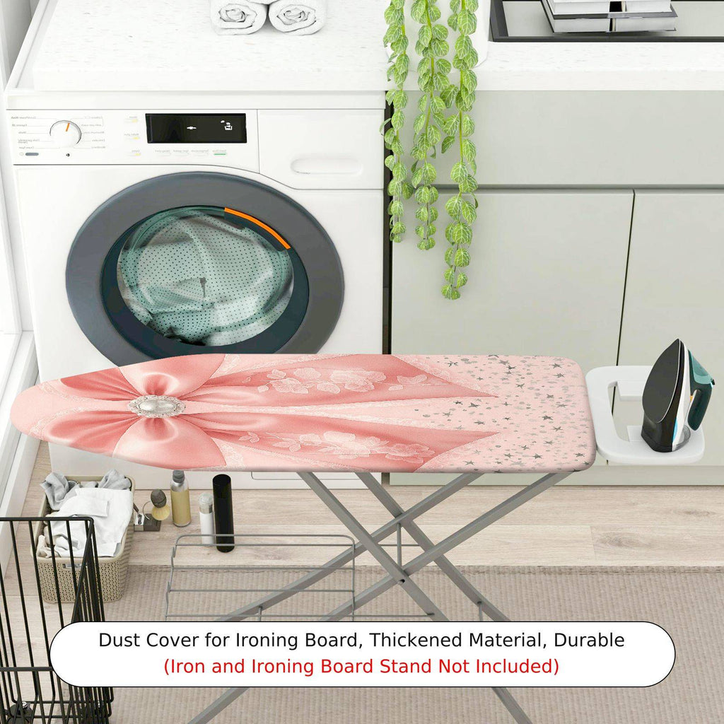 1-Piece Pink Floral Ribbon  Ironing Board Cover, Universal Size, Without Board