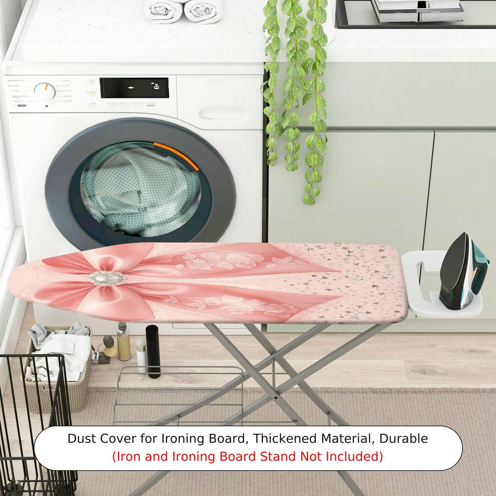 1-Piece Pink Floral Ribbon  Ironing Board Cover, Universal Size, Without Board
