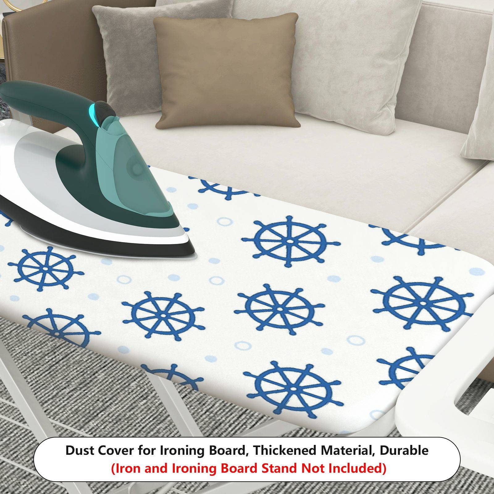 1-Piece Nautical Ship Wheel Ocean  Ironing Board Cover, Universal Size, Without Board
