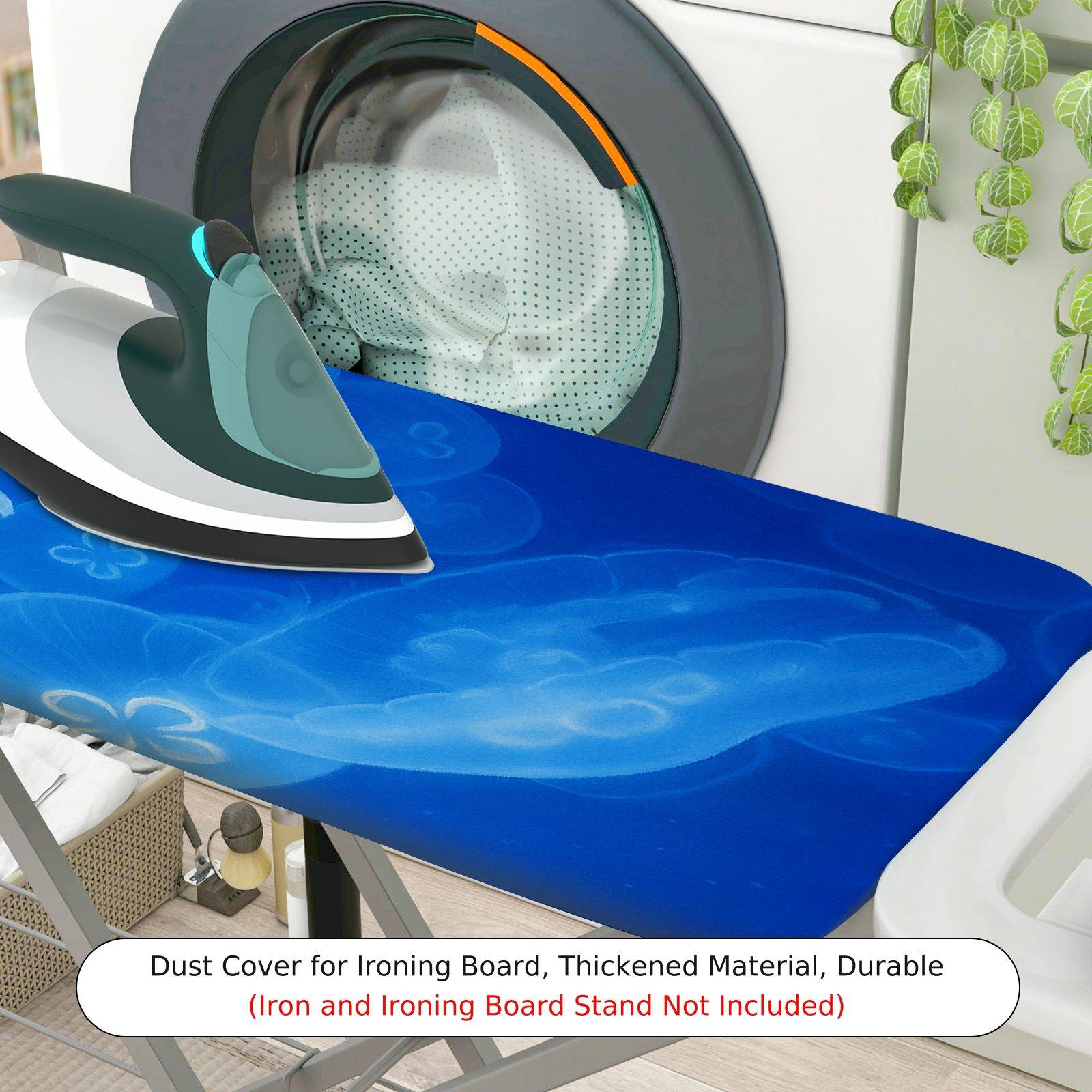 1-Piece Ocean Blue Jellyfish Floral  Ironing Board Cover, Universal Size, Without Board