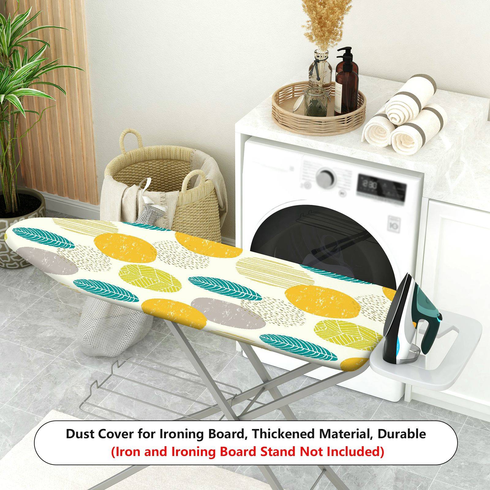 1-Piece Abstract Leaf Pattern Geometric  Ironing Board Cover, Universal Size, Without Board