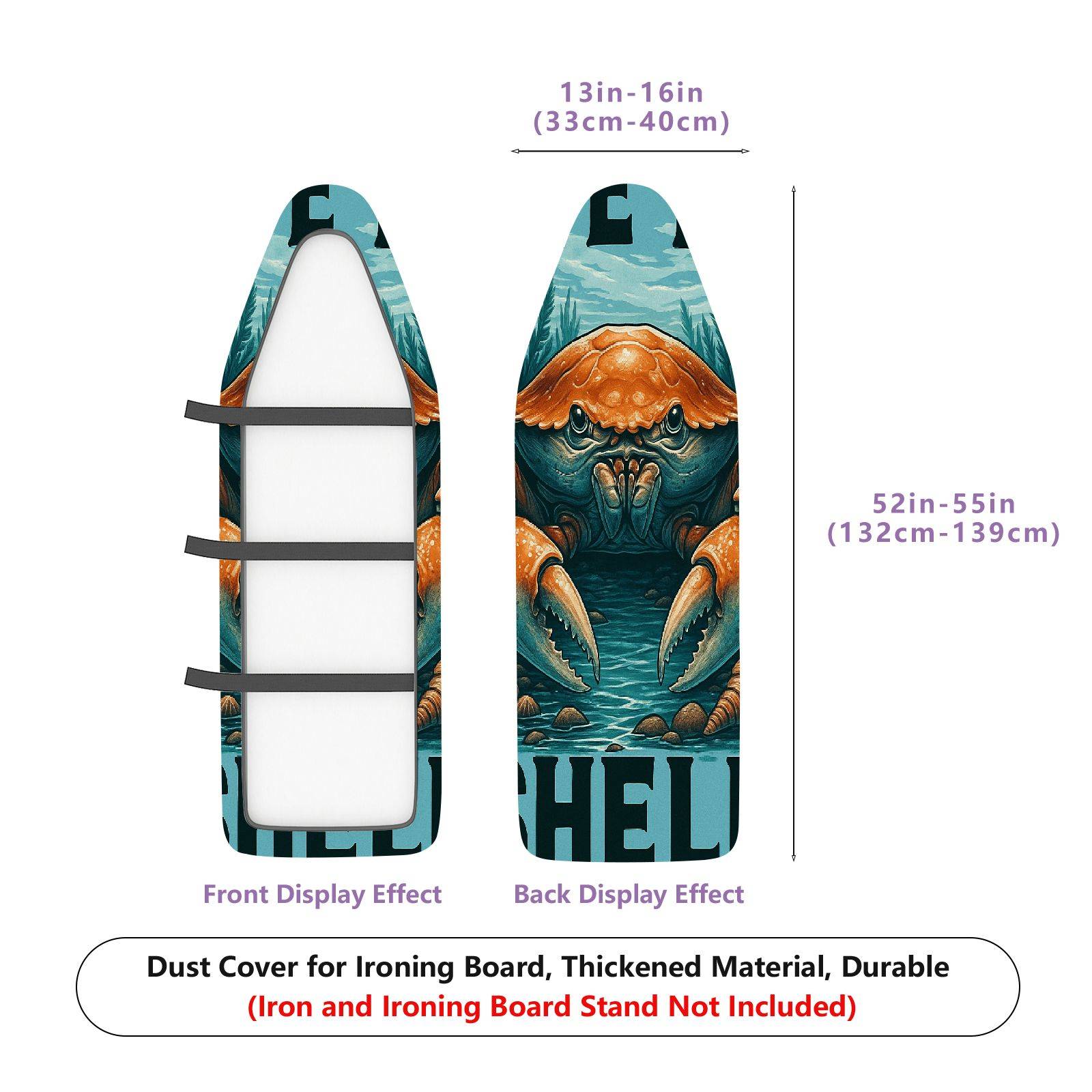 1-Piece Crab Ocean Blue  Ironing Board Cover, Universal Size, Without Board