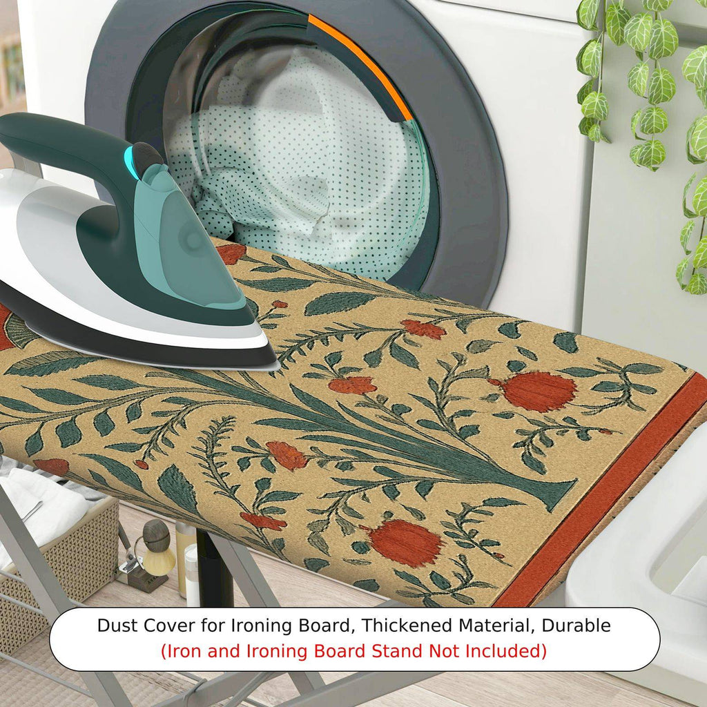 1-Piece Floral Pattern Green Beige  Ironing Board Cover, Universal Size, Without Board