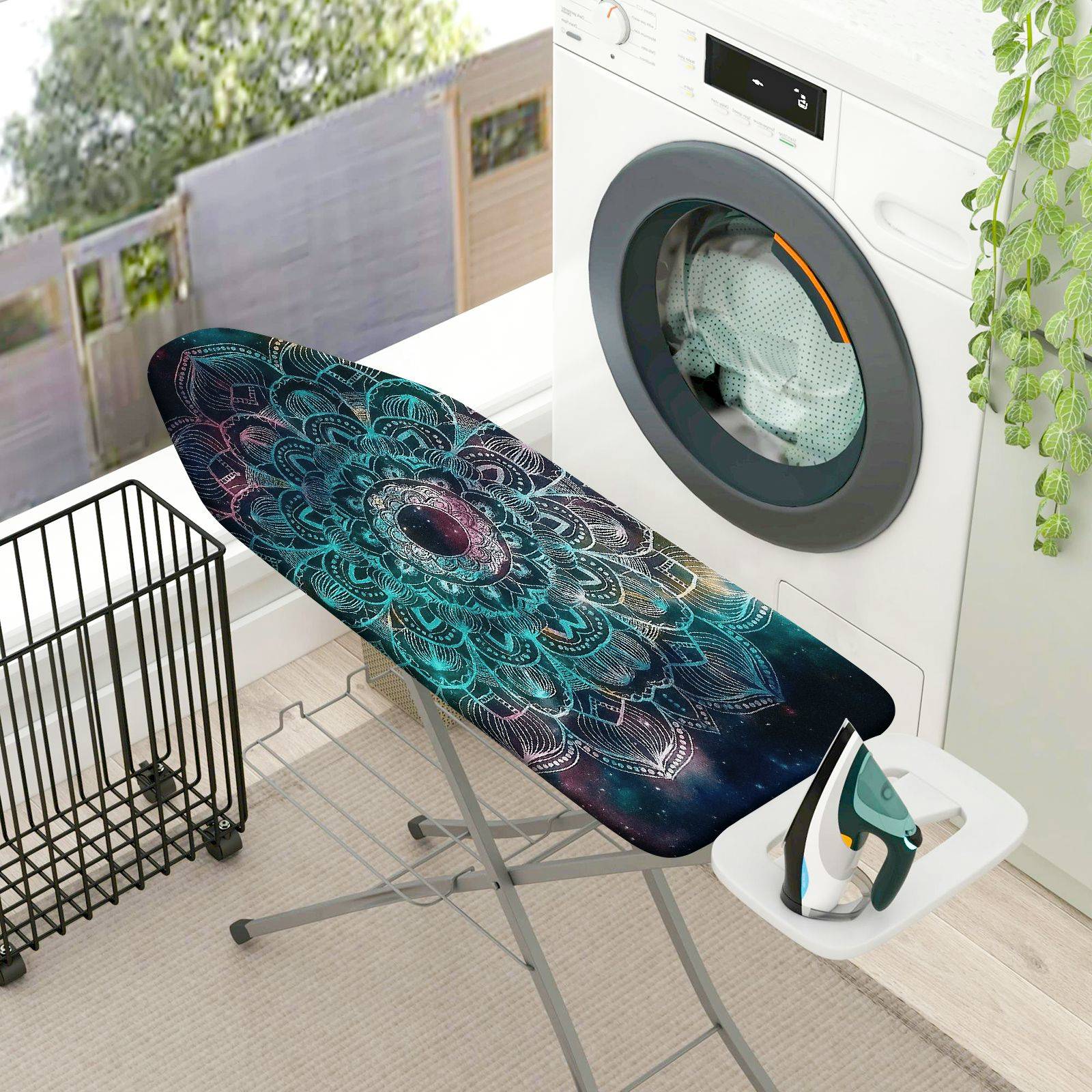 1-Piece Mandala Abstract Blue  Ironing Board Cover, Universal Size, Without Board