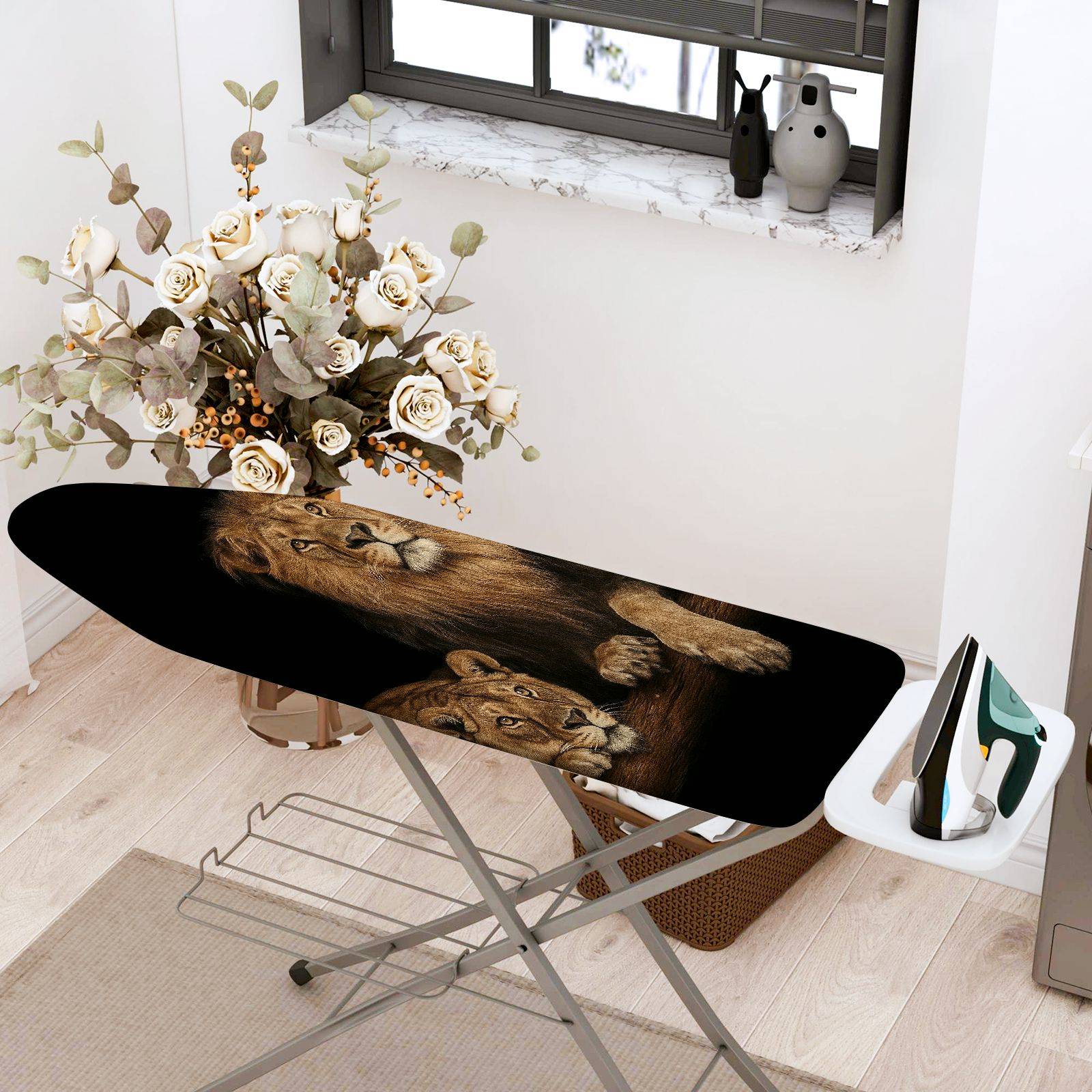 1-Piece Lion Pattern Animal Wildlife  Ironing Board Cover, Universal Size, Without Board